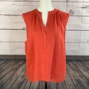 Roan Ryan Top Shirt Womens XL Gauze Sleeveless V-neck Breathable boxy Textured